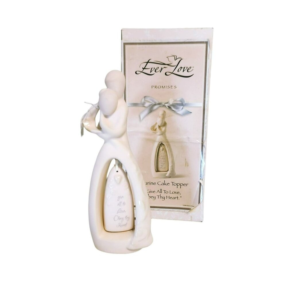 Enesco Ever Love Bride and Groom Wedding Topper Bell Bisque Porcelain 2006